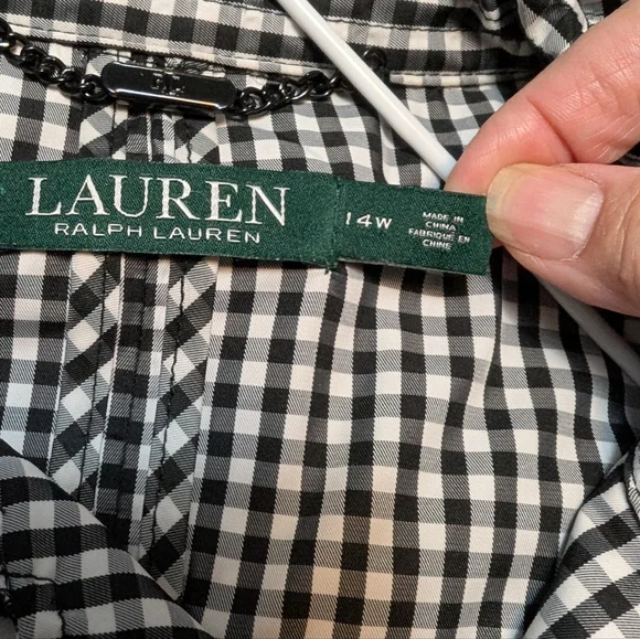 Lauren Ralph Lauren Gingham Double Breasted Trench Coat Plus Size 14W - Picture 8 of 8